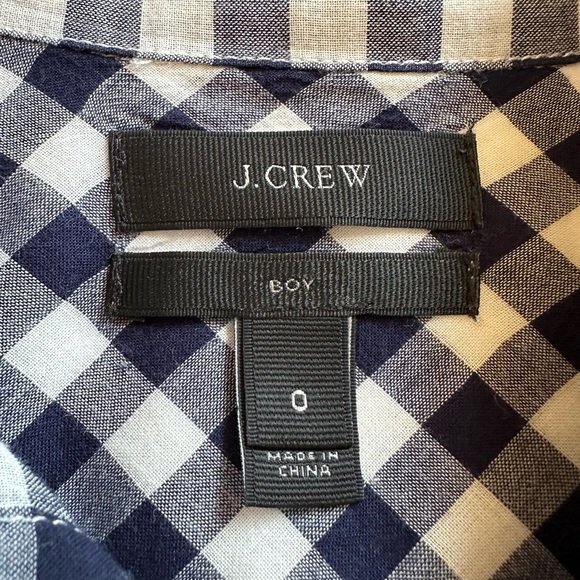 JCREW navy and white gingham checked button Front long sleeve blouse 100% cotton - Picture 2 of 4